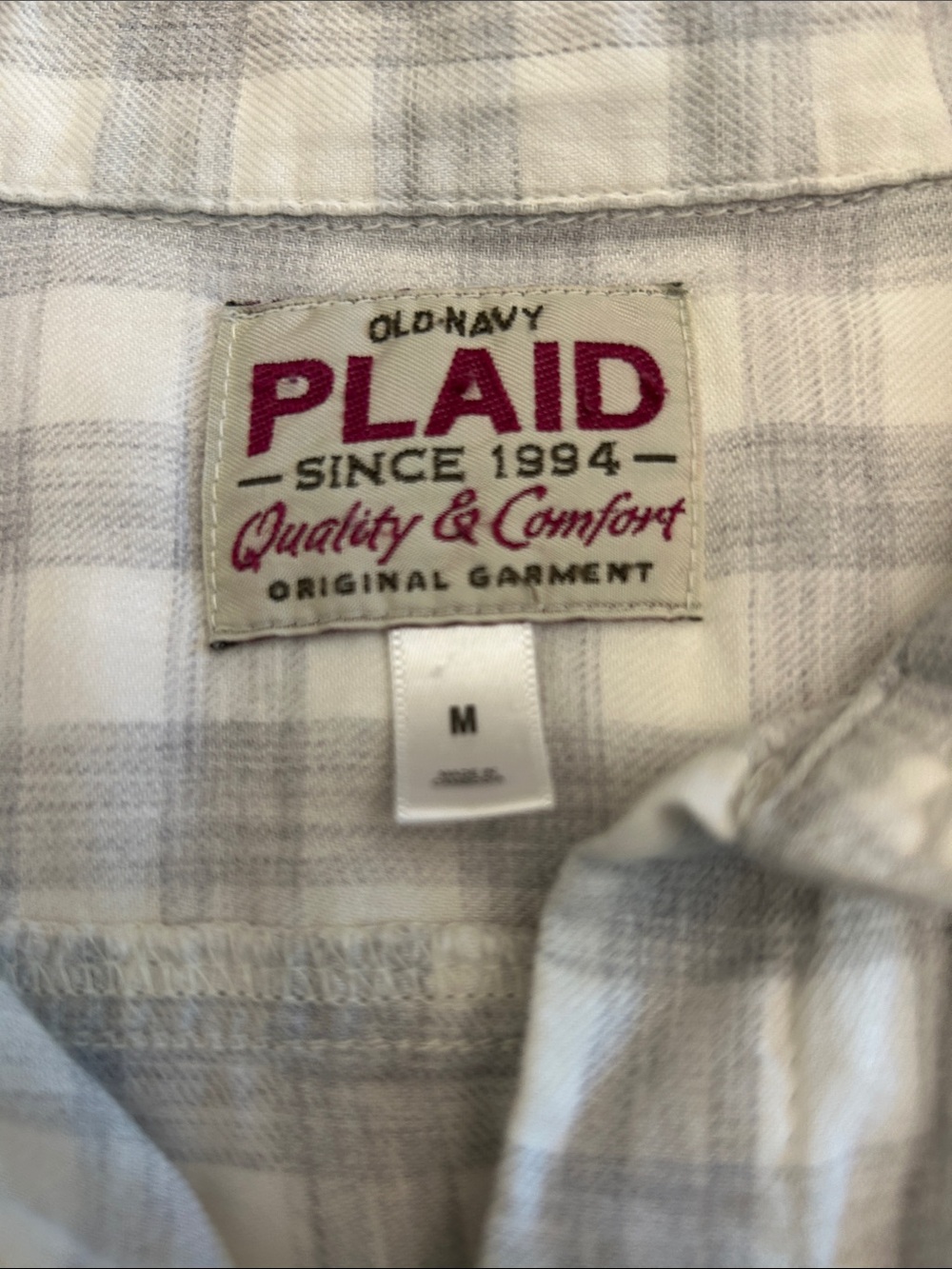 Old Navy Plaid Button-Up in Grey and White plaid - Picture 7 of 8
